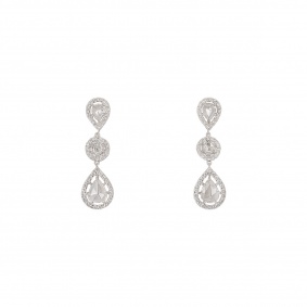 White Gold Rose Cut Diamond Drop Earrings White Gold Rose Cut Diamond Drop Earrings